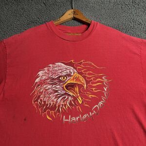 VTG Harley-Davidson Men's Screaming Bald Eagle Flame T-Shirt Mens XL USA Made